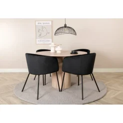 Bianca Rundt Spisebordssæt - Sort, Natur og Hvid