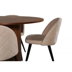 Bianca Rundt Spisebordssæt - Beige, Sort og Natur