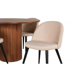 Bianca Rundt Spisebordssæt - Beige, Sort og Natur