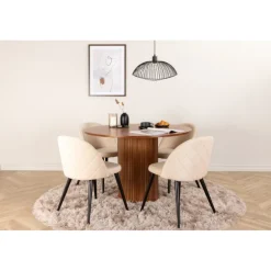 Bianca Rundt Spisebordssæt - Beige, Sort og Natur