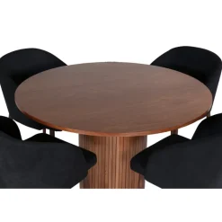 Bianca Rundt Spisebordssæt - Sort og Natur