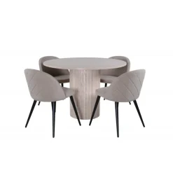 Bianca Rundt Spisebordssæt - Beige og Sort