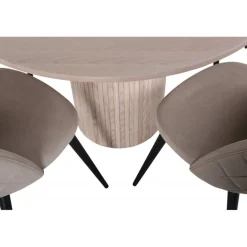 Bianca Rundt Spisebordssæt - Beige og Sort