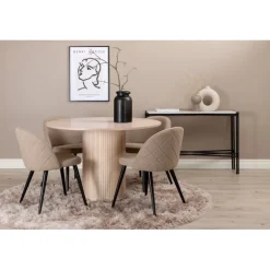 Bianca Rundt Spisebordssæt - Beige og Sort