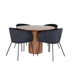 Bianca Rundt Spisebordssæt - Sort og Natur