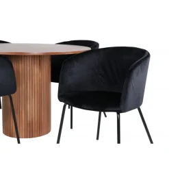 Bianca Rundt Spisebordssæt - Sort og Natur