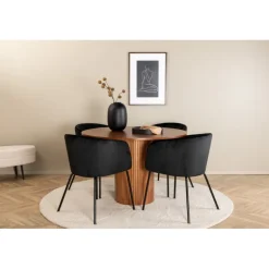 Bianca Rundt Spisebordssæt - Sort og Natur