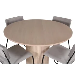 Bianca Rundt Spisebordssæt - Sort, Lysegrå, Natur og Hvid