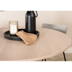 Bianca Rundt Spisebordssæt - Sort, Lysegrå, Natur og Hvid