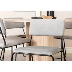 Bianca Rundt Spisebordssæt - Sort, Lysegrå, Natur og Hvid