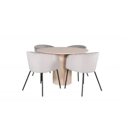 Bianca Rundt Spisebordssæt - Sort, Lysegrå, Natur og Hvid