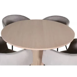 Bianca Rundt Spisebordssæt - Sort, Lysegrå, Natur og Hvid