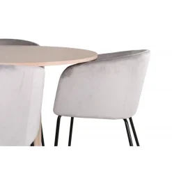 Bianca Rundt Spisebordssæt - Sort, Lysegrå, Natur og Hvid