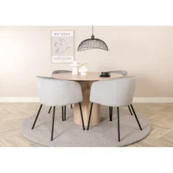 Bianca Rundt Spisebordssæt - Sort, Lysegrå, Natur og Hvid
