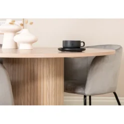 Bianca Rundt Spisebordssæt - Sort, Lysegrå, Natur og Hvid