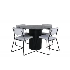 Bianca Rundt Spisebordssæt - Sort og Lysegrå