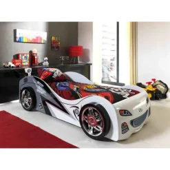 Bilseng 90 x 200 cm – hvid MDF med lamelbund