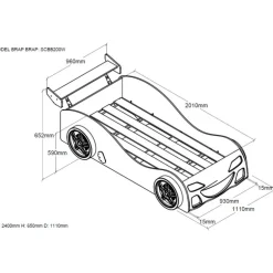 Bilseng 90 x 200 cm – hvid MDF med lamelbund