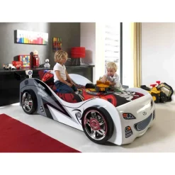 Bilseng 90 x 200 cm – hvid MDF med lamelbund