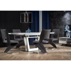 BLANCO Spisebord med udtræk, - Hvid marmor - Hvid