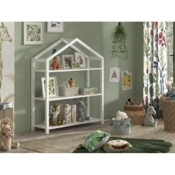 Bogreol i massivt fyr – Dallas, hvid