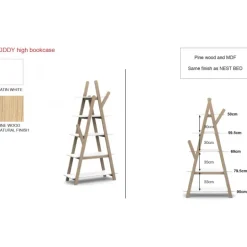 Bogreol til børn – Kiddy, hvid tipi-reol i fyr og MDF