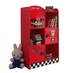 Bogreol til børn – Racerbil, rød MDF med soft-close