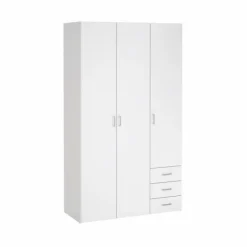 Bolmen garderobeskab 116 cm 3 låger - Hvid højglans