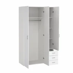 Bolmen garderobeskab 116 cm 3 låger - Hvid højglans