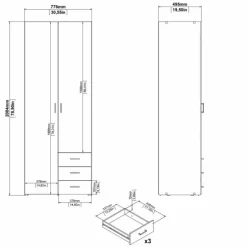 Bolmen garderobeskab 77 cm 2 låger - Hvid højglans
