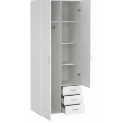 Bolmen garderobeskab 77 cm 2 låger - Hvid højglans