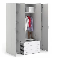Bolmen garderobeskab 154 cm 4 låger - Hvid