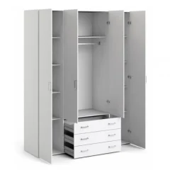 Bolmen garderobeskab 154 cm 4 låger - Hvid