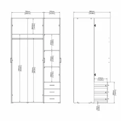 Bolmen garderobeskab 115 cm 3 låger - Eg