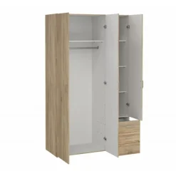 Bolmen garderobeskab 115 cm 3 låger - Eg