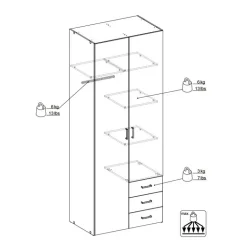 Bolmen garderobeskab 77 cm 2 låger - Hvid