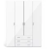 Bolmen garderobeskab 154 cm 4 låger - Hvid højglans