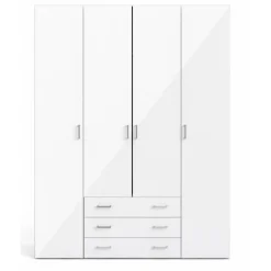 Bolmen garderobeskab 154 cm 4 låger - Hvid højglans