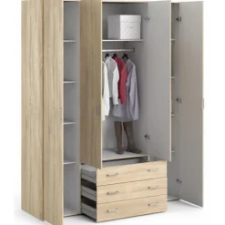 Bolmen garderobeskab 154 cm 4 låger - Eg