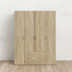 Bolmen garderobeskab 154 cm 4 låger - Eg