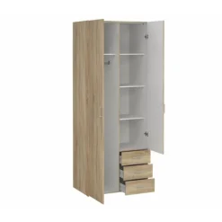 Bolmen garderobeskab 77 cm 2 låger + 3 skuffer (200) - Eg