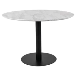 Bolzano Spisebord - Spisebord med top i marmor look og sort ben ø110x75cm