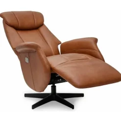 Bonanza Lænestol i cognac læder med indbygget skammel