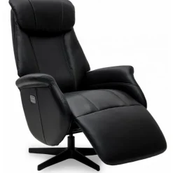 Bonanza Lænestol i læder med indbygget skammel