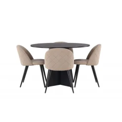 Bootcut Rund Spisebordssæt - Beige og Sort