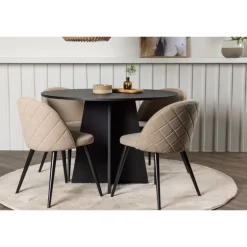 Bootcut Rund Spisebordssæt - Beige og Sort