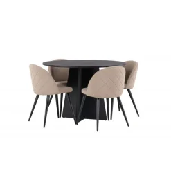 Bootcut Rund Spisebordssæt - Beige og Sort