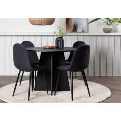 Bootcut Rundt Spisebordssæt - Sort