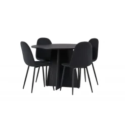 Bootcut Rundt Spisebordssæt - Sort