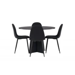 Bootcut Rundt Spisebordssæt - Sort